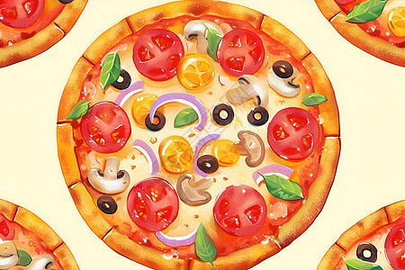 番茄蘑菇披萨图片