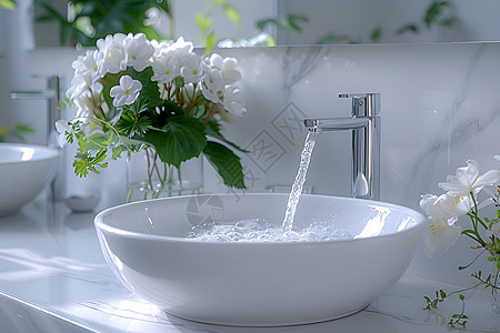 柔和纯洁的洗手池图片