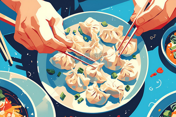 盘子里的美味饺子图片
