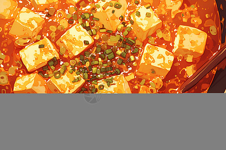 麻婆豆腐的美味诱人插画图片