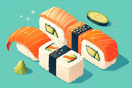 新鲜美味的寿司图片