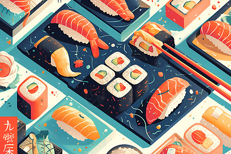 多彩寿司盛宴图片