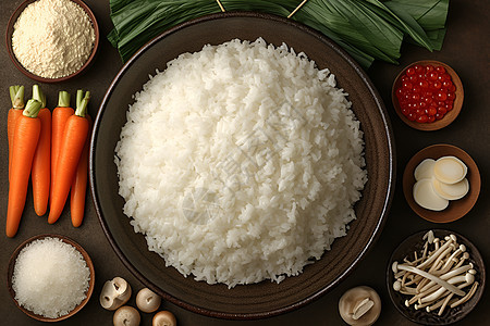 米饭和配菜图片