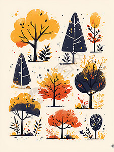 树林中的秋日植物图片