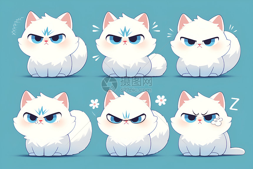 生气白猫表情包图片