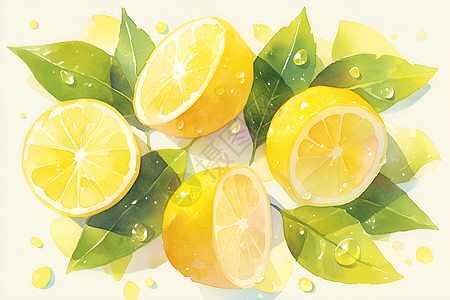 柠七新鲜的柠檬插画