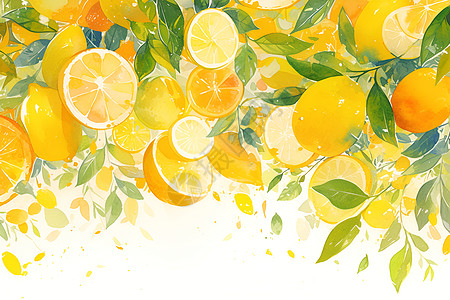 柠七柠檬的水彩画插画