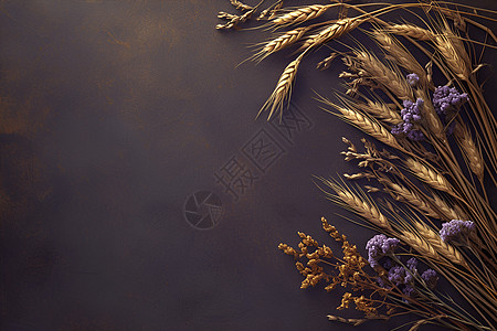 稻谷和干花背景图片