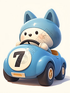汽车驾驶员猫咪驾驶汽车插画