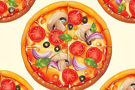 多彩的披萨绘画图片