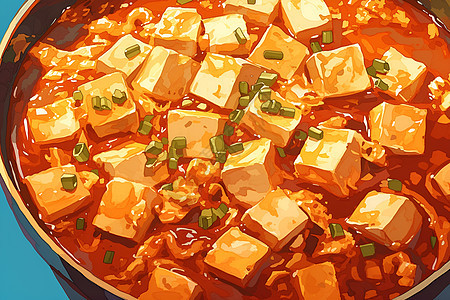 麻婆豆腐美食插画图片