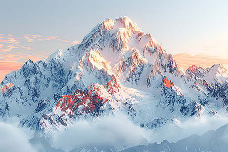 山峰红旗碧蓝天空的山巅背景