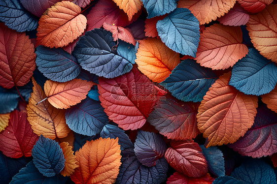 秋日多彩树叶图片