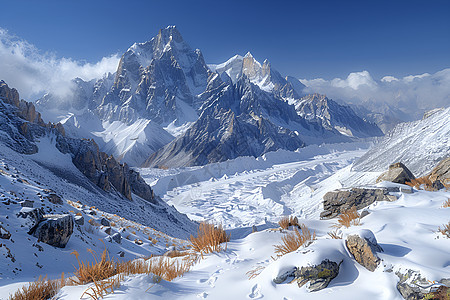 巍峨喜马拉雅山脉背景图片