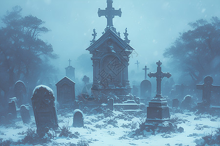 冬日墓地图片