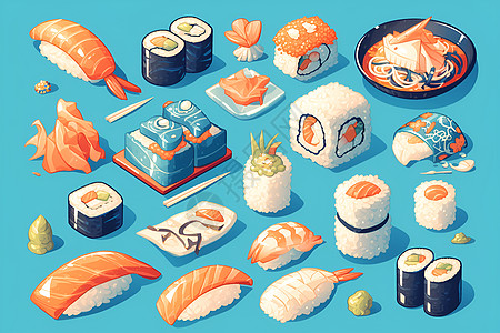 各种口味的寿司图片