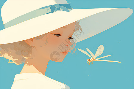 少女和蜻蜓图片