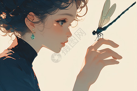 女孩手上的蜻蜓图片
