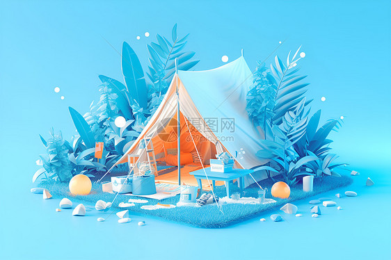 蓝色的帐篷图片