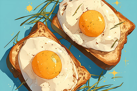 两片面包和鸡蛋图片