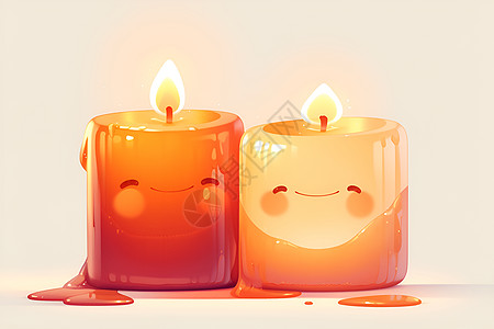 温馨可爱的蜡烛插画图片