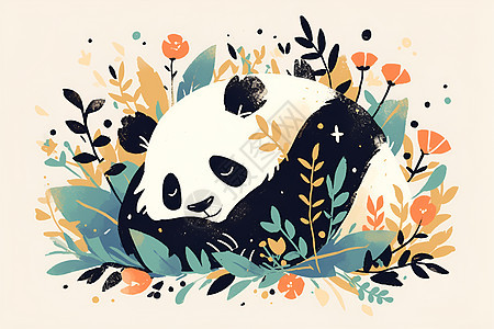 静谧绿林熊猫图片