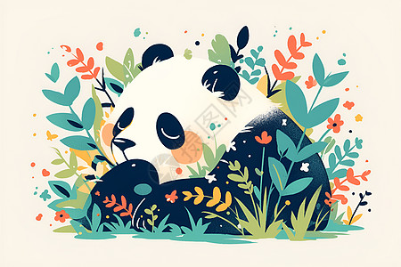 悠闲的熊猫国宝可爱高清图片