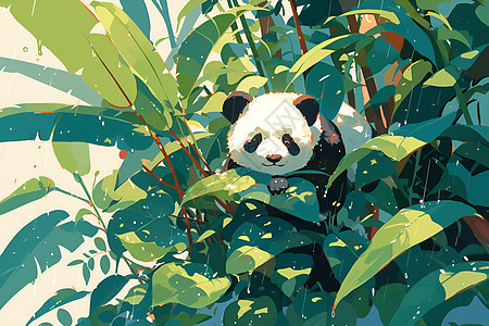 可爱的熊猫插画图片
