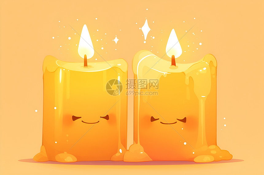 两只可爱的卡通蜡烛图片