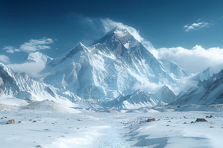 山峰间的美丽冰雪世界图片