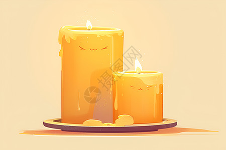 卡通表情黄色的蜡烛插画
