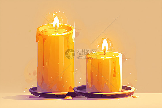 简约蜡烛插画图片