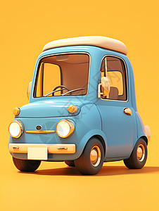 蓝色玩具汽车插画图片