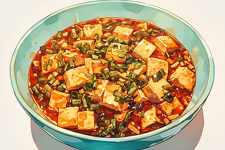 麻婆豆腐的美味插画图片