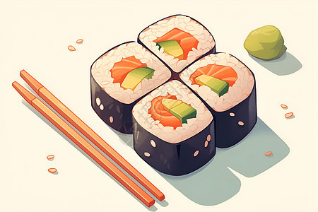日料寿司插画图片