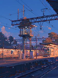 黄昏中的车站图片