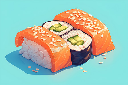 美味生鱼片寿司图片