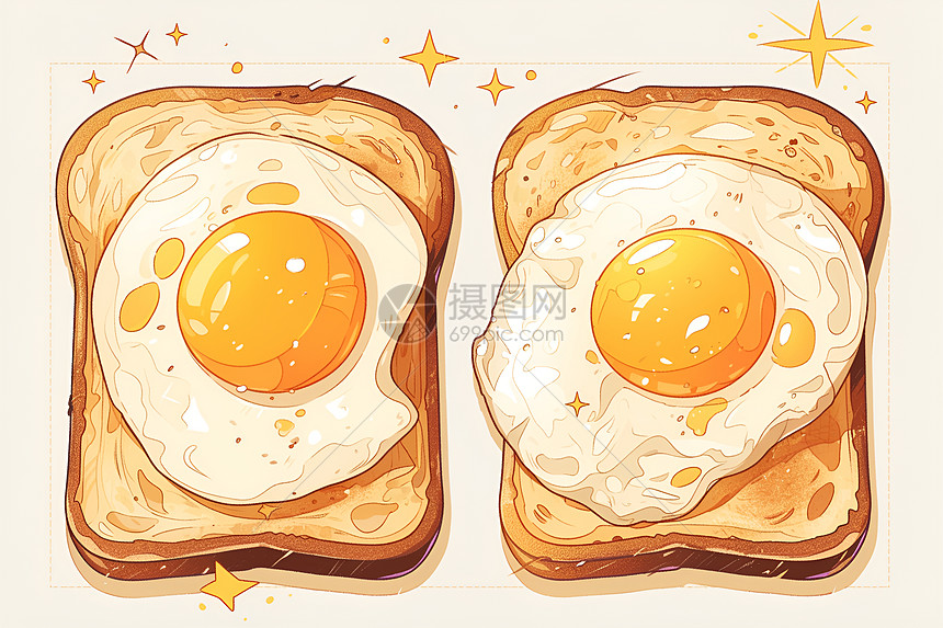 吐司面包上的鸡蛋图片