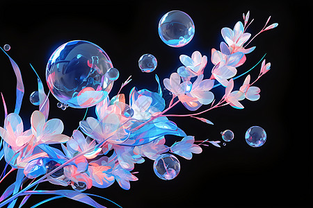 展示的花卉和气泡图片