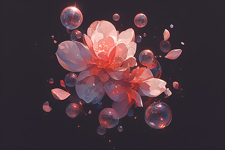 梦幻的花朵和气泡图片