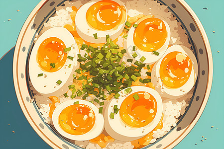 美味健康的米饭和鸡蛋图片