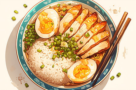 健康的米饭和鸡蛋图片