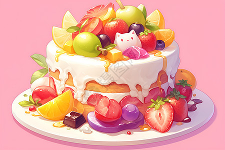 卡通的水果蛋糕图片