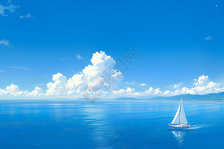 一艘孤独的帆船图片