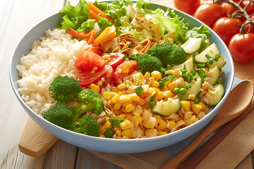 营养健康的蔬菜米饭图片