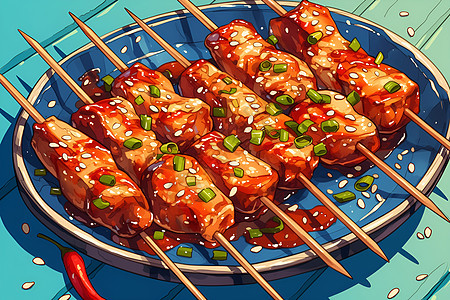 美味的烤肉串食物图片