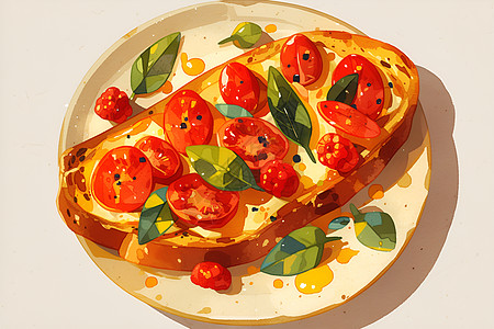 美味番茄面包图片