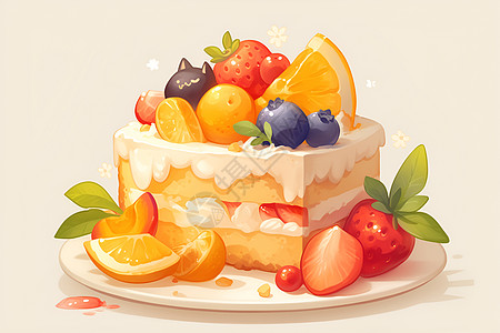 果香四溢的水果蛋糕图片
