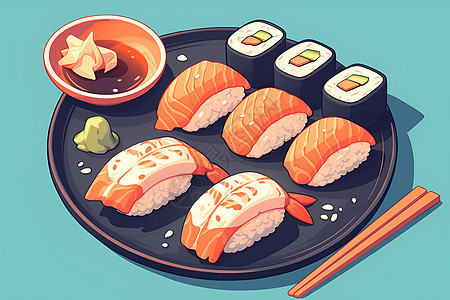 色彩缤纷的寿司卷图片
