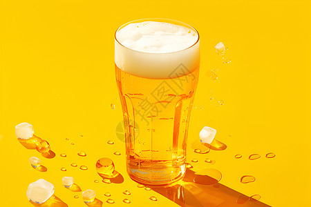 玻璃杯里的金色啤酒图片